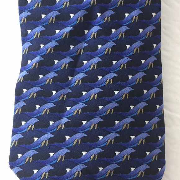 Nature Conservancy Blue Dolphins 100% Silk Tie - Picture 2 of 6